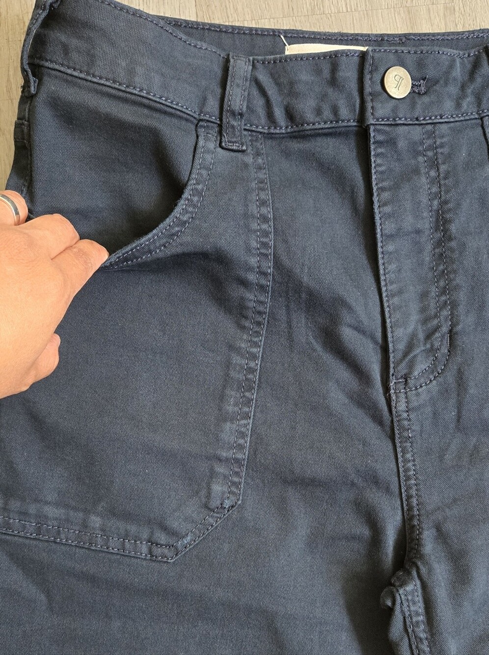 Pilcro Rylan Relaxed High-Rise Flare Pants Dark Blue  Anthropologie Size 30 - Picture 4 of 13
